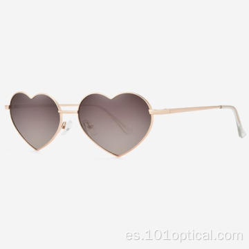 Gafas de sol de mujer angulares de metal con corazón